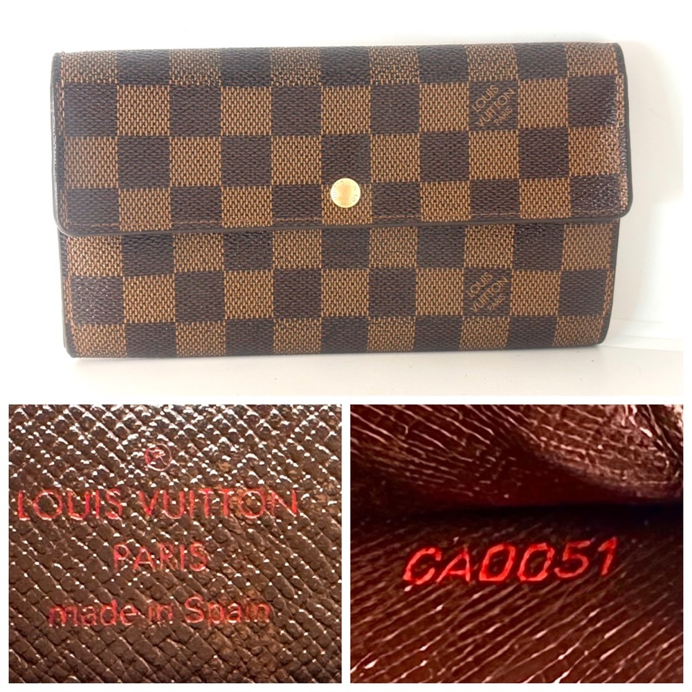 Good condition authentic Louis Vuitton Damier Ebene DE Sarah wallet CA0051